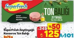 SUPERFRESH ZEYTİNYAĞLI KONSERVE TON BALIĞI 3X75 G